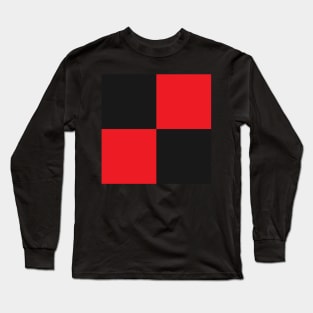 Manchester United Red and Black Checkered Fan Flag Long Sleeve T-Shirt